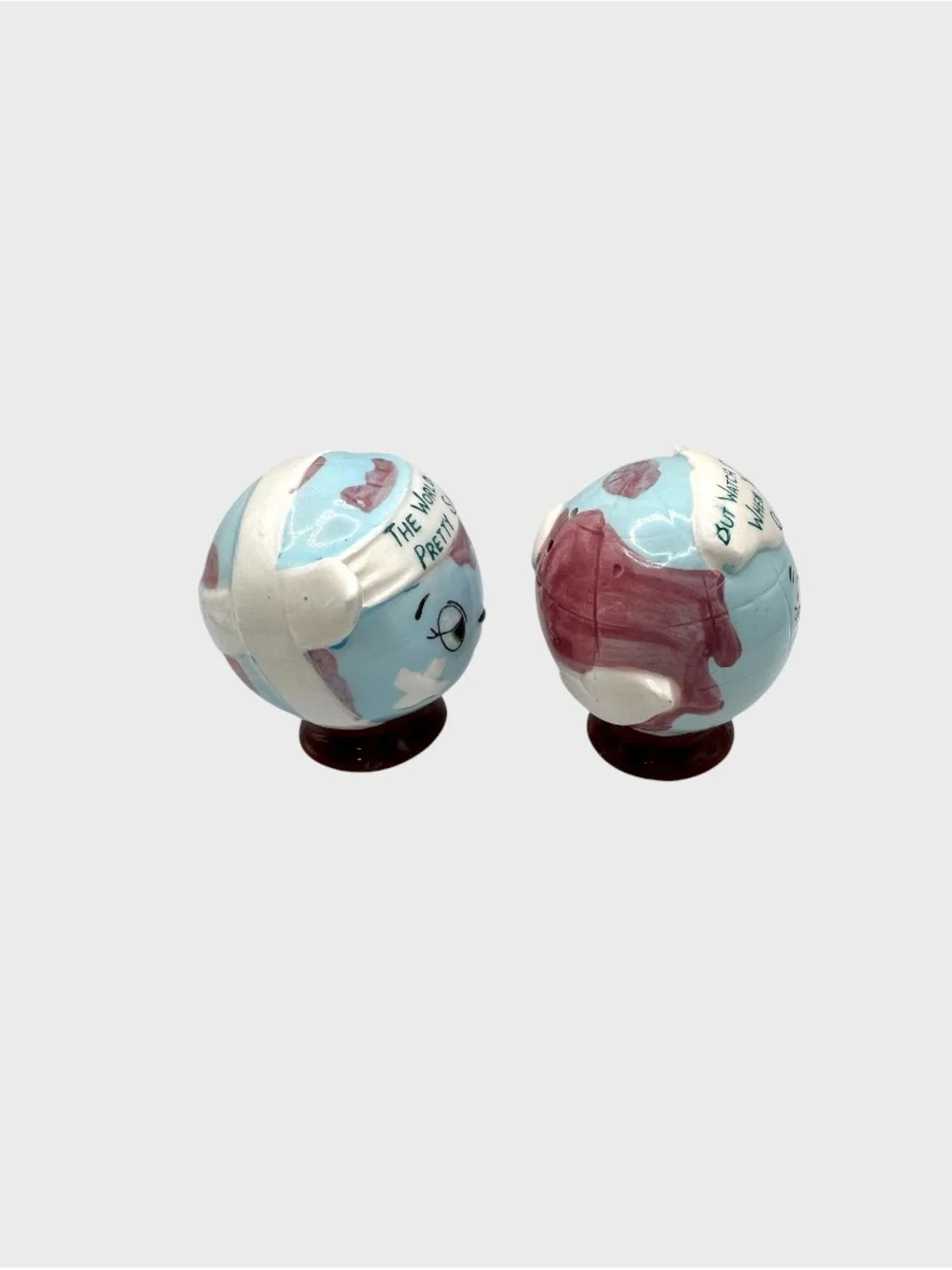 Vintage Enesco Globe Ceramic Shakers
